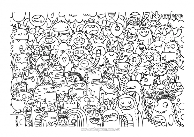 Dibujo para colorear para imprimir Monstruo Halloween Extraterrestre Dibujos complejos para colorear