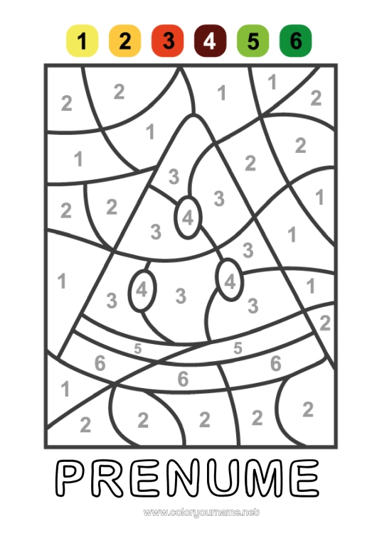 Pagină de colorat de imprimat Număr Vara Desene magice de colorat Fructe Pepene verde