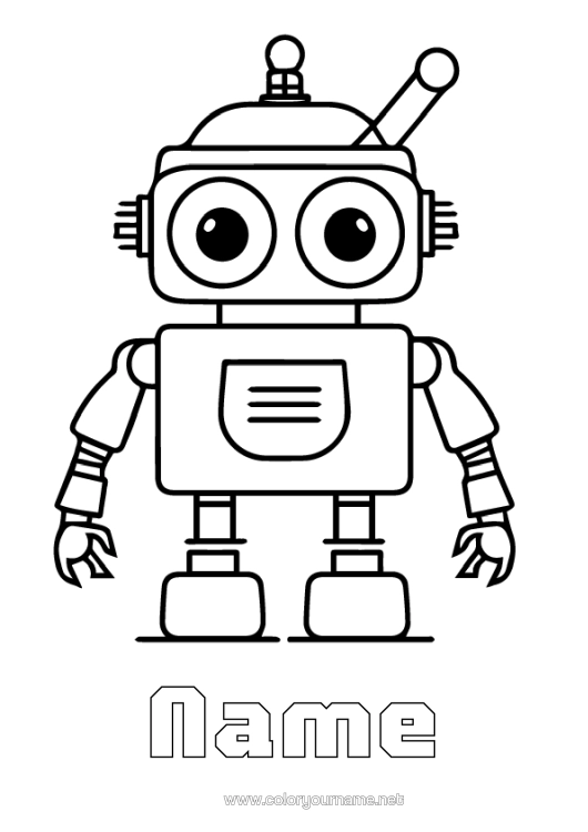 Colouring page to print Robot Easy Colouring Pages