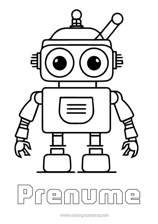 Pagină de colorat de imprimat Robot Desene de colorat ușoare