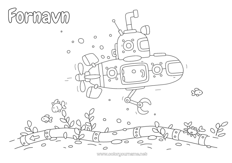 Fargeleggingssiden til utskrift Hav Kjøretøy U-båt Maritime kjøretøy