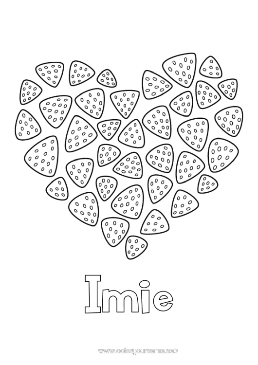 Kolorowanka do wydruku Cukierki Wielkie serce Owoce Słodkości, łakocie Truskawka