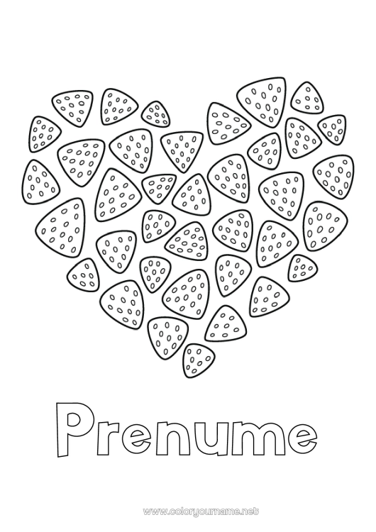 Pagină de colorat de imprimat Bomboane Inimă mare Fructe Dulciuri, bunătăți Căpșună