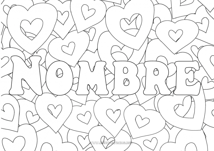 Dibujo para colorear para imprimir Corazón Te amo Nombre decorado