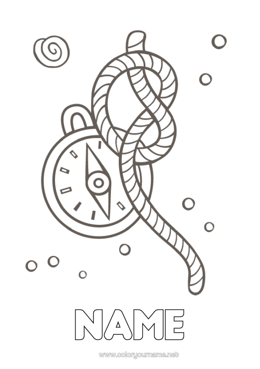 Colouring page to print Summer Compass Marine Knot