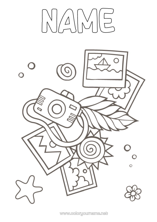 Colouring page to print Holidays Summer Symbols