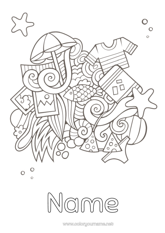 Colouring page to print Holidays Summer Symbols