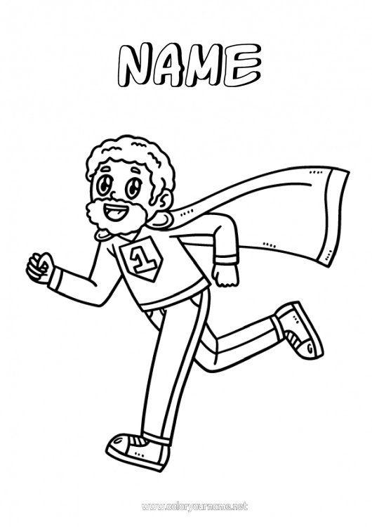 Coloring page to print Dad Grandpa Hero Super badge