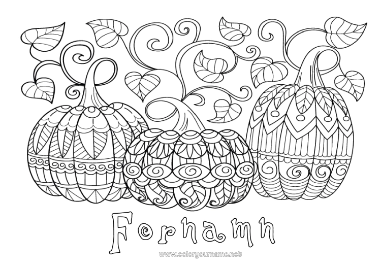 Färgläggningssida att skriva ut Pumpa Halloween Mandala Höst