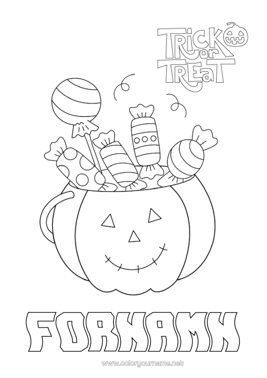 Färgläggningssida att skriva ut Godis Pumpa Ett godis eller ett spratt? Halloween
