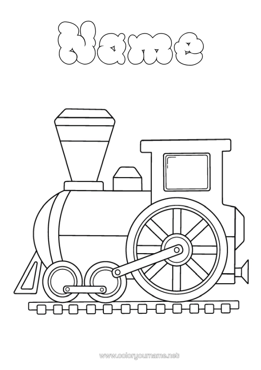 Colouring page to print Vehicles Train Locomotive Land Public Transport