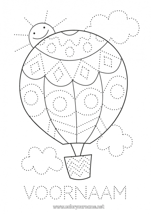 Kleurplaat om af te drukken Activiteiten voor Kinderen Luchtballon Eenvoudige kleurplaten Trace et colorie Luchtvaartuigen