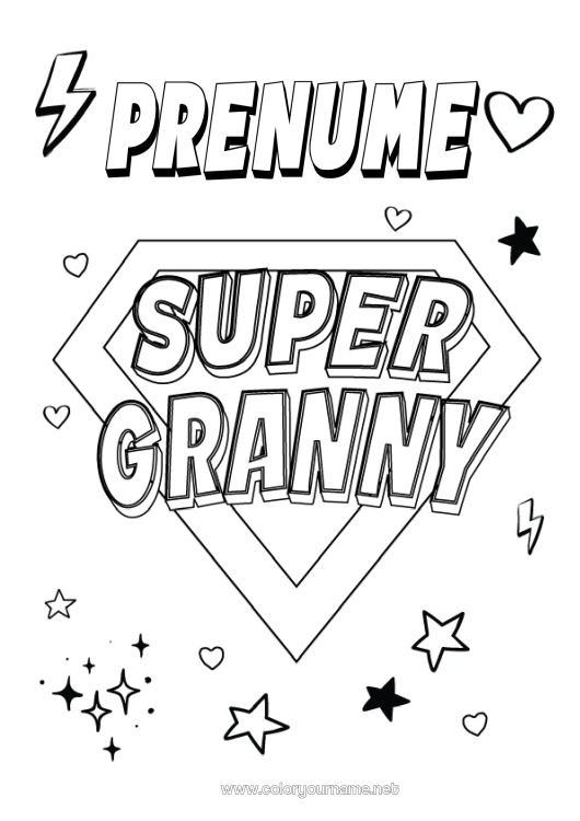 Pagină de colorat de imprimat Bunica Erou Insignă super