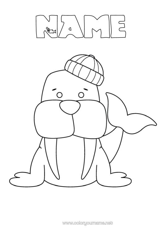 Colouring page to print Sea Animal Easy Colouring Pages Marine Or Aquatic Animals Morse
