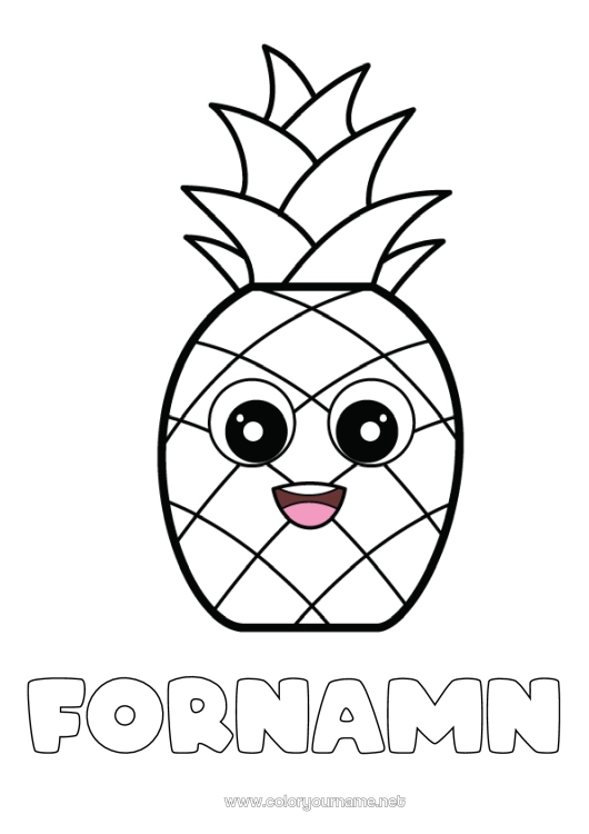 Färgläggningssida att skriva ut Ananas Frukter Lätta målarbilder
