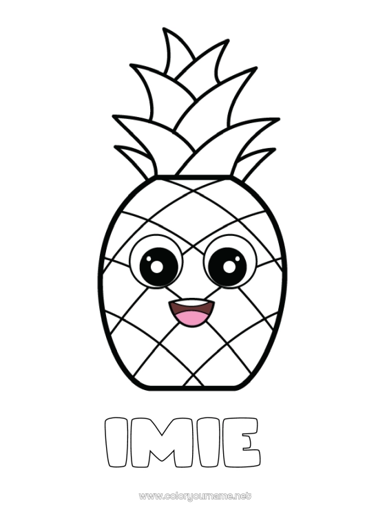 Kolorowanka do wydruku Ananas Owoce Łatwe kolorowanki