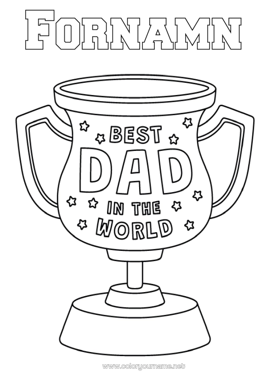Färgläggningssida att skriva ut Pappa Grattis på födelsedagen Kopp, trofé, medalj Bästa Tävlingar och utmärkelser