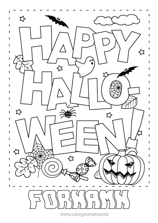 Färgläggningssida att skriva ut Godis Pumpa Halloween Anmälan