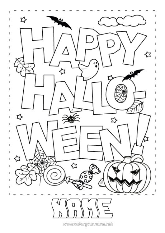 Colouring page to print Sweets Pumpkin Halloween Halloween Sign-Up