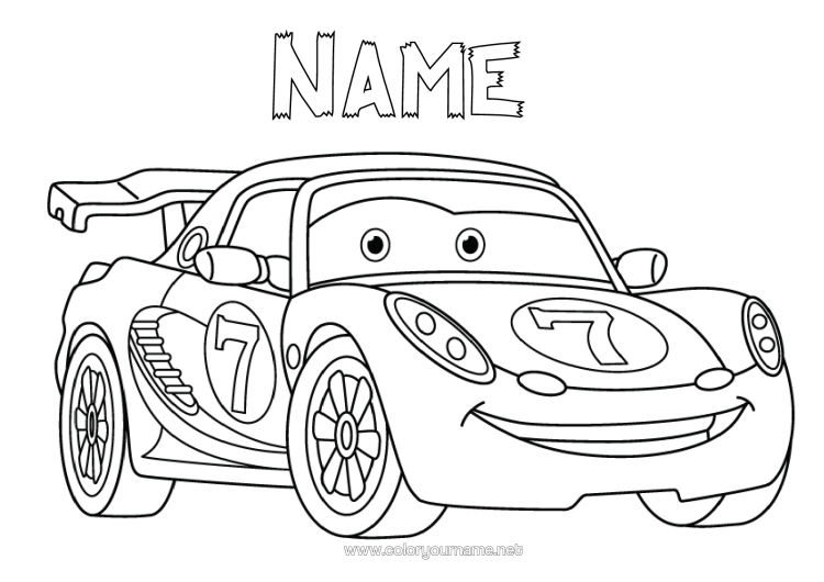 Colouring page to print Vehicles Car Course Racing Car Cars, Vans And Motorhomes Race Cars And Circuits Cartoon Cartoon Character Vehicles