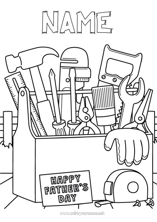 Coloring page to print Dad Happy feast day ! Tools