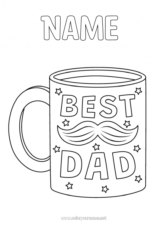 Coloring page to print Dad Mug Drinks Best