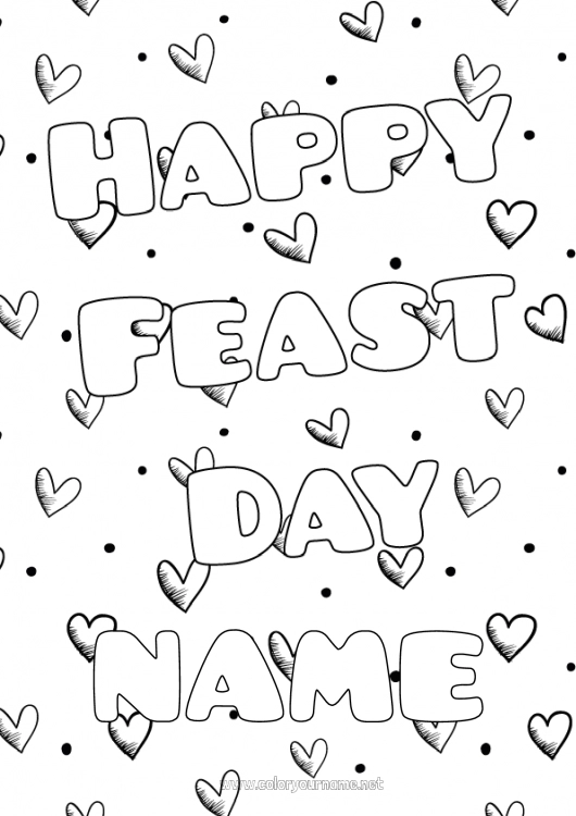 Coloring page to print Heart Dad Mum Grandma Grandpa Happy feast day !