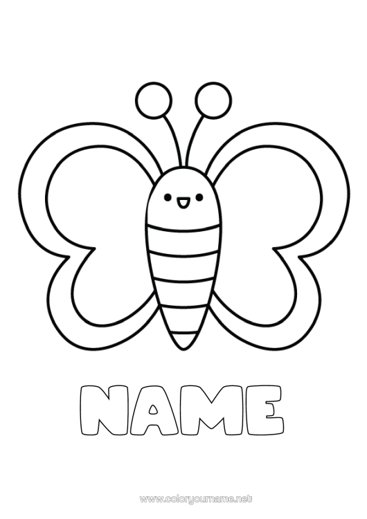 Colouring page to print Butterfly Animal Easy Colouring Pages Insects