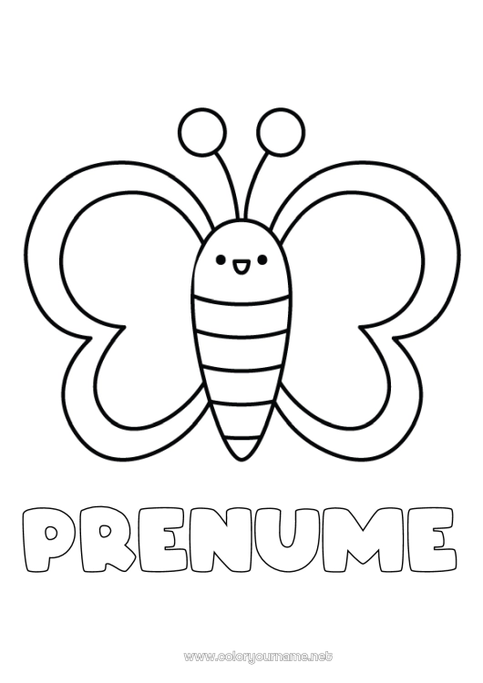 Pagină de colorat de imprimat Fluture Animal Desene de colorat ușoare Insecte