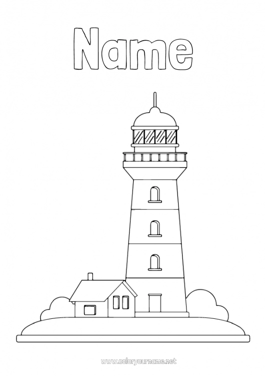 Coloring page to print Sea Lighthouse