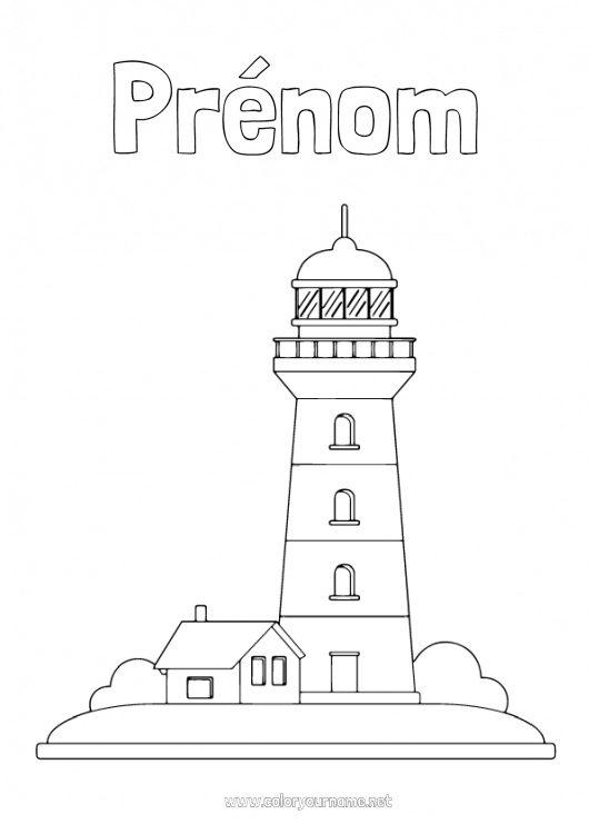 Coloriage à imprimer Mer Phare