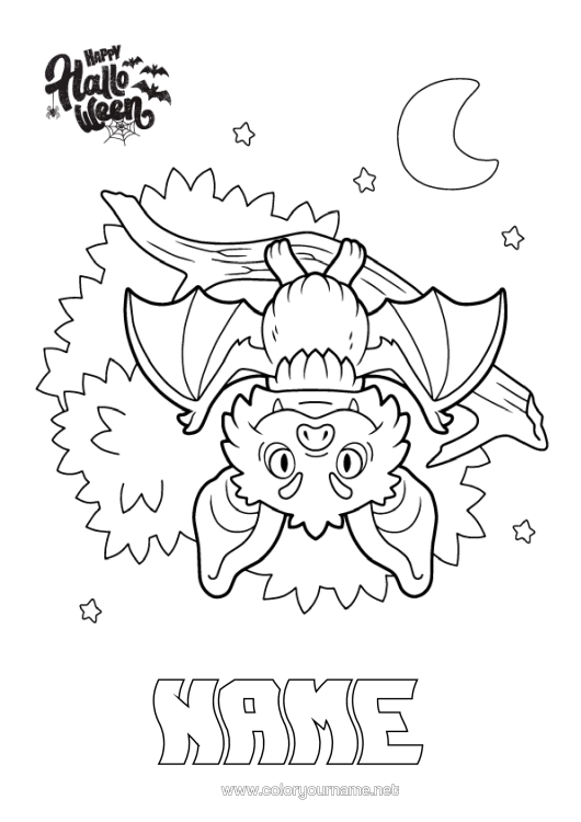 Colouring page to print Bat Halloween Birds And Flying Mammals Halloween Sign-Up