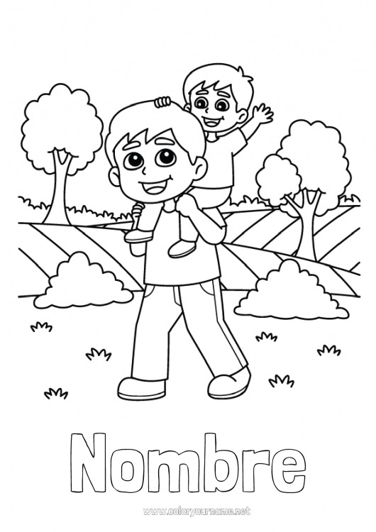 Dibujo para colorear para imprimir Papá Niño Adulto