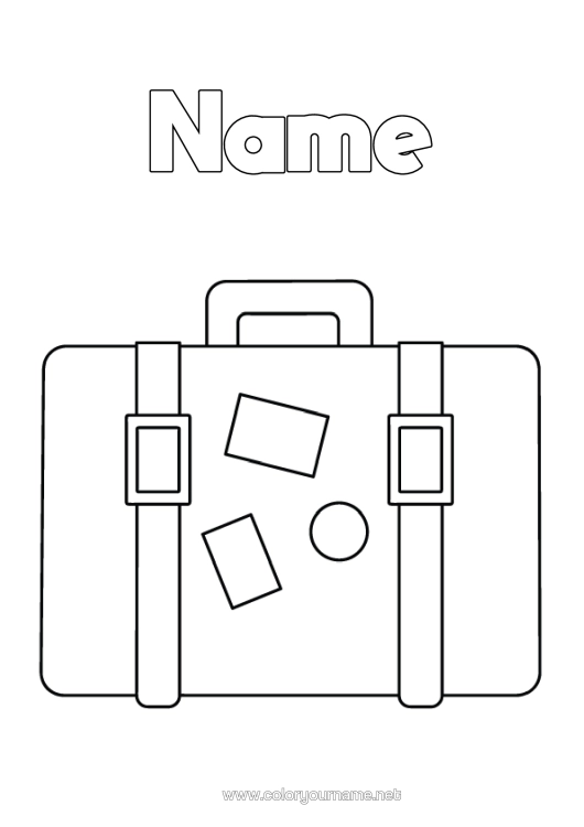 Colouring page to print Easy Colouring Pages Luggage And Bags