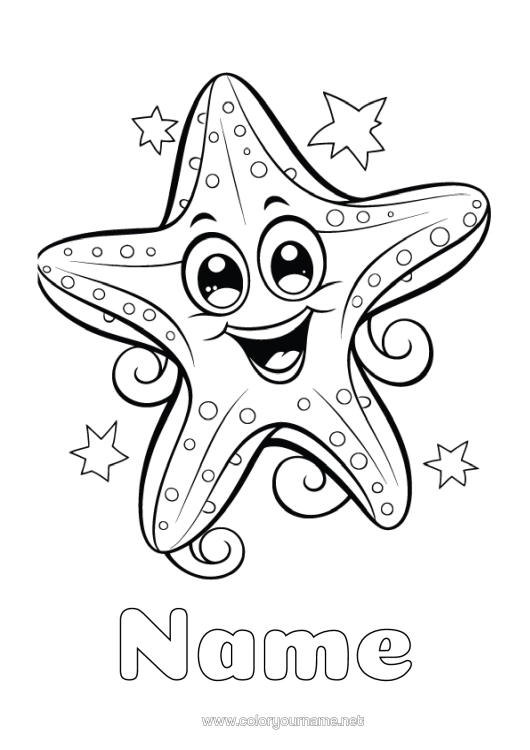 Colouring page to print Animal Starfish Marine Or Aquatic Animals