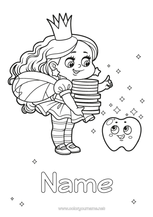 Colouring page to print Milk Tooth Tooth Fairy Fairy Rooms