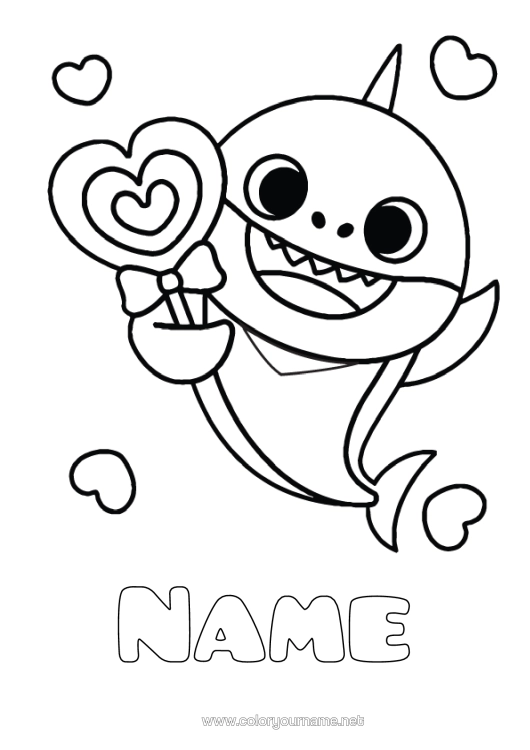 Colouring page to print Sweets Animal Treats, Sweets Easy Colouring Pages Shark Marine Or Aquatic Animals Pacifier