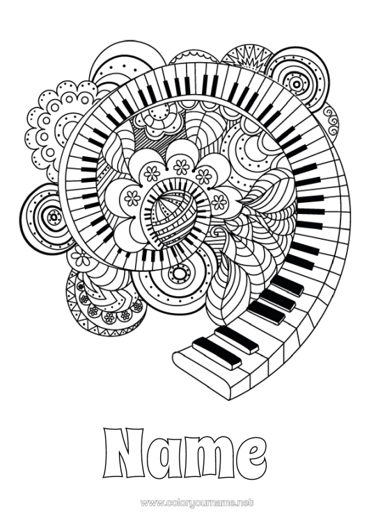Colouring page to print Music Music Day Piano Musical Instruments