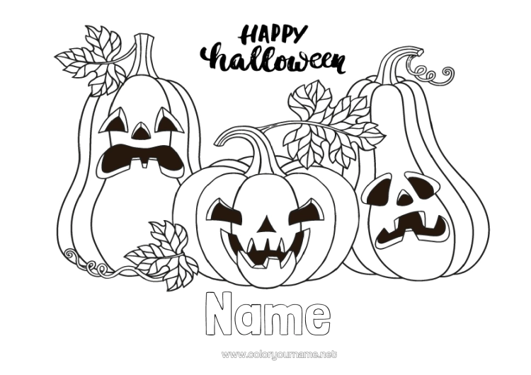 Colouring page to print Pumpkin Halloween Jack O'lantern Halloween Sign-Up