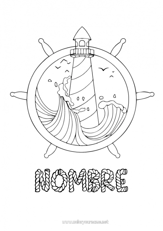 Dibujo para colorear para imprimir Mar Barco Faro Vehículos marítimos