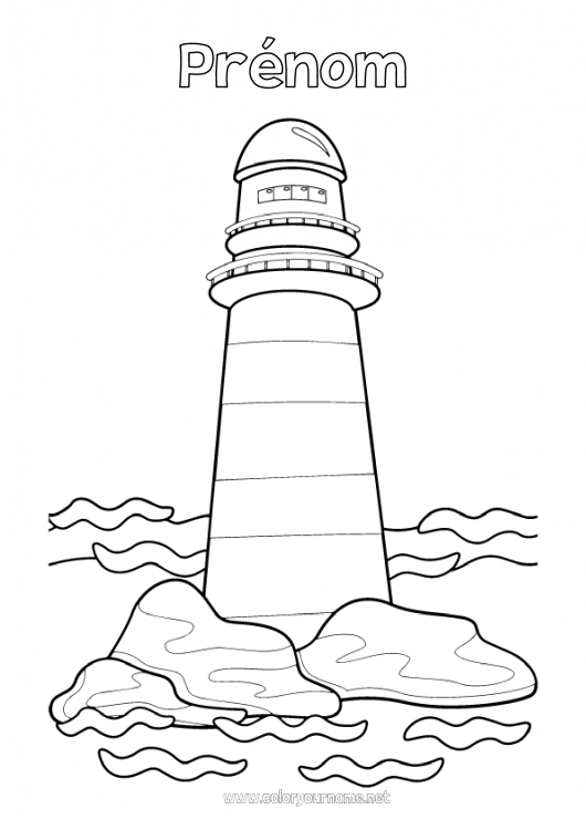 Coloriage à imprimer Mer Coloriages intermédiaires Phare