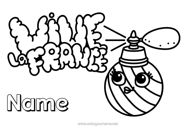 Colouring page to print France Country 14Th July Perfume Bottle