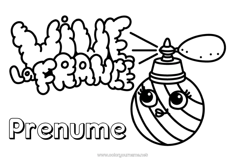 Pagină de colorat de imprimat Franța Țară 14 iulie Sticlă de parfum