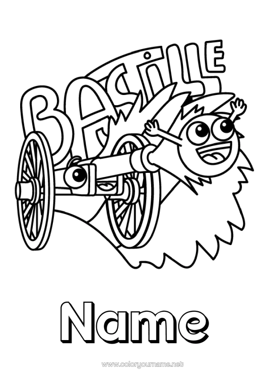 Colouring page to print France 14Th July National Holiday