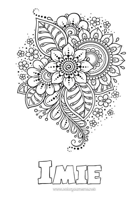 Kolorowanka do wydruku Kwiaty Spokojny i zen Sztuka Mandala