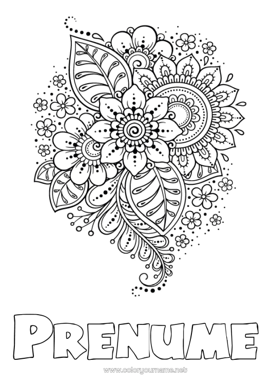 Pagină de colorat de imprimat Flori Liniștit și zen Art - artă Mandala