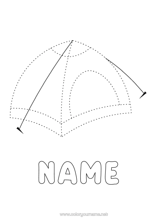 Colouring page to print Children's Activities Connecting Points Easy Colouring Pages Trace And Colour. Camping Tent