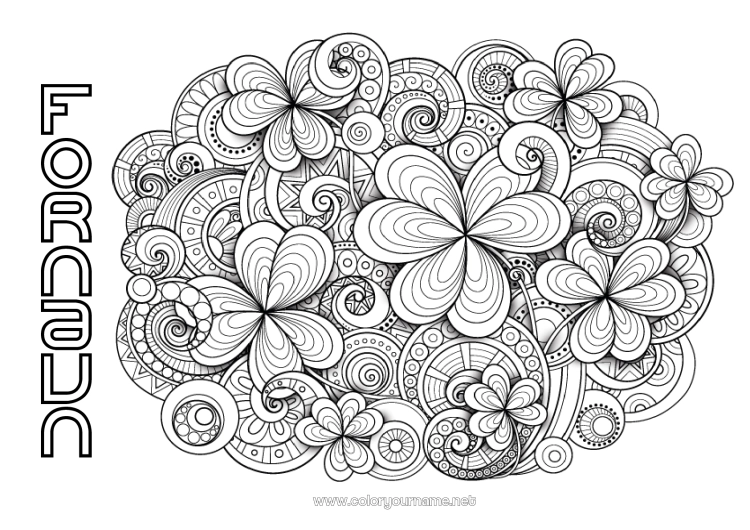 Farvelægningssiden til udskrivning Rolig og zen Kunst Mandala Kløver Irland Zentangle Keltisk