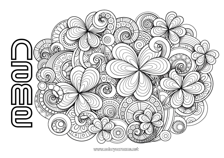 Coloring page to print Calm and zen Art Mandala Clover Ireland Zentangle Celtic