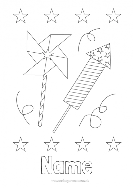 Coloring page to print Firework USA 4th July